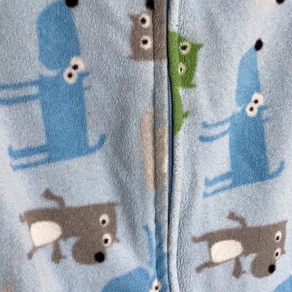 Carters 12 month fleece pajamas zip front safety material on feet cute details - Picture 7 of 12